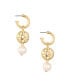 ფოტო #1 პროდუქტის 18K Gold Plated Crystal Disc and Cultured Freshwater Pearl Earrings