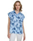 Фото #1 товара Women's Short-Sleeve Printed Button Front Shirt