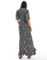 Vero Moda wrap front maxi dress in black abstract print Черный, XS - EU 34 - фото #2