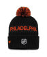 Фото #2 товара Men's Black, Orange Philadelphia Flyers 2022 NHL Draft Authentic Pro Cuffed Knit Hat with Pom