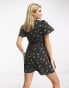 Фото #2 товара New Look lemon print tie back mini dress in black