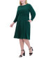 Plus Size Ruched Boat-Neck Midi Dress