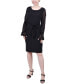 ფოტო #1 პროდუქტის Petite Long Chiffon-Sleeve Knit Dress