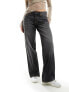 Weekday Ample low waist loose fit straight leg jeans in ash black