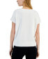 Фото #2 товара Women's Embroidered-Shoulder Short Sleeve V Neck Sweater