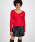 Фото #1 товара Women's Lace-Up Ribbed Sweater, Created for Macy's