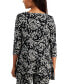 Women's 3/4 Sleeve Knit Dressing Printed Swing Top, Created for Macy's