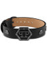 ფოტო #1 პროდუქტის Gunmetal IP Stainless Steel Logo Leather Flex Bracelet