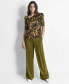 ფოტო #6 პროდუქტის Women's Printed Asymmetric Zip-Shoulder Blouse