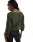 Фото #2 товара ONLY wide sleeve crochet top in dark khaki