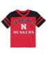 Girls Toddler Scarlet, Black Nebraska Huskers Piecrust Promise Striped V-Neck T-shirt