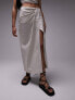 Фото #2 товара Topshop co-ord linen tuck waist maxi skirt in sand
