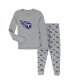 ფოტო #1 პროდუქტის Big Boys Heathered Gray Tennessee Titans Long Sleeve T-shirt and Pants Sleep Set