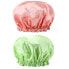 Фото #1 товара G2PLUS Waterproof Shower Cap, Pack of 2, Double Layer Shower Caps, 32 cm, Swimming Cap, Elastic Reusable Bath Hats for Salon, Spa, Hotel, Green