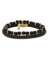 Roll-Braided Genuine Leather Bracelet, 2 Piece Set