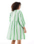 Фото #2 товара ASOS DESIGN Curve bow tie front mini smock dress in apple stripe