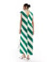 ASOS DESIGN high neck column maxi dress in green stripe