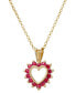 ფოტო #1 პროდუქტის Lab Grown Ruby Open Heart Pendant Necklace (3/4 ct. t.w.) in 14k Gold-Plated Sterling Silver