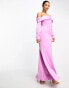 Фото #1 товара Something New corsetted off the shoulder maxi dress in purple satin