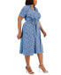 Plus Size Printed Tie-Waist Short-Sleeve Shirtdress