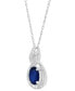 ფოტო #2 პროდუქტის Sapphire (1 ct. t.w.) & Diamond (1/8 ct. t.w.) Swirl 18" Pendant Necklace in 14k White Gold