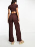 Фото #2 товара ASOS DESIGN crinkle 2 in 1 cut out jumpsuit in brown