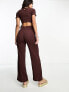 ASOS DESIGN crinkle 2 in 1 cut out jumpsuit in brown 44 - фото #3