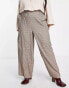 Yours wide leg tailored trousers in beige check