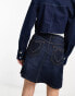 Фото #2 товара Love Moschino mini denim skirt with heart pocket detail in dark blue