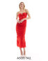 Фото #1 товара ASOS DESIGN Tall tie front cami midi dress with ruched skirt in red