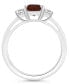 Women's Garnet (1-9/10 ct.t.w.) and White Topaz (3/4 ct.t.w.) 3-Stone Ring in Sterling Silver