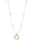 ფოტო #1 პროდუქტის 29-32" Adjustable 14K Gold Plated Imitation Pearl Beaded Ring Pendant Necklace