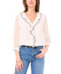 Women's Ruffled Piping 3/4-Sleeve Relaxed Blouse