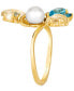 ფოტო #3 პროდუქტის Ombré® Multi-Gemstone (2-1/3 ct. t.w.), Vanilla Pearl (6mm), & Vanilla Diamond Ring in 14k Gold