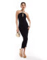 In The Style x Perrie Sian halterneck starfish bodycon midaxi dress in black Черный, 36 - фото #2