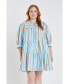 Фото #2 товара Women's Plus size Striped Blouson Mini Dress