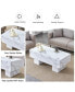 Фото #4 товара Modern White Coffee Table with Patterns, Perfect for Living Rooms, 43.3"x21.6"x17.2"