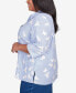 Фото #4 товара Plus Size In Full Bloom Embroidered Butterfly Stripe Button Down Top