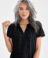 Фото #3 товара Women's Seersucker Split-Neck Flutter Sleeve Top, Created for Macy's