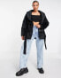 Фото #8 товара Missguided velvet shawl collar puffer jacket in black