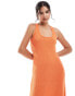 Mango towelling cami maxi dress in orange