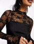 Y.A.S hybrid high neck lace top and satin slip dress in black