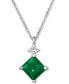 ფოტო #1 პროდუქტის Emerald (5/8 ct. t.w.) and Diamond Accent 16" Pendant Necklace in 14k White Gold