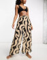 New Look marble print beach trousers in black pattern