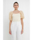 Фото #2 товара Women's Tulle Puff Sleeve with Knit Top