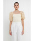 ფოტო #2 პროდუქტის Women's Tulle Puff Sleeve with Knit Top