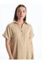 Gömlek Yaka Düz Kısa Kollu Oversize Kadın Elbise