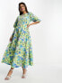 Y.A.S smock midi dress with cut out side details in floral print