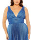 Women's Plus Size V-Neck Ombre Pleated Gown