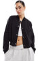 New Look cropped bomber jacket in black